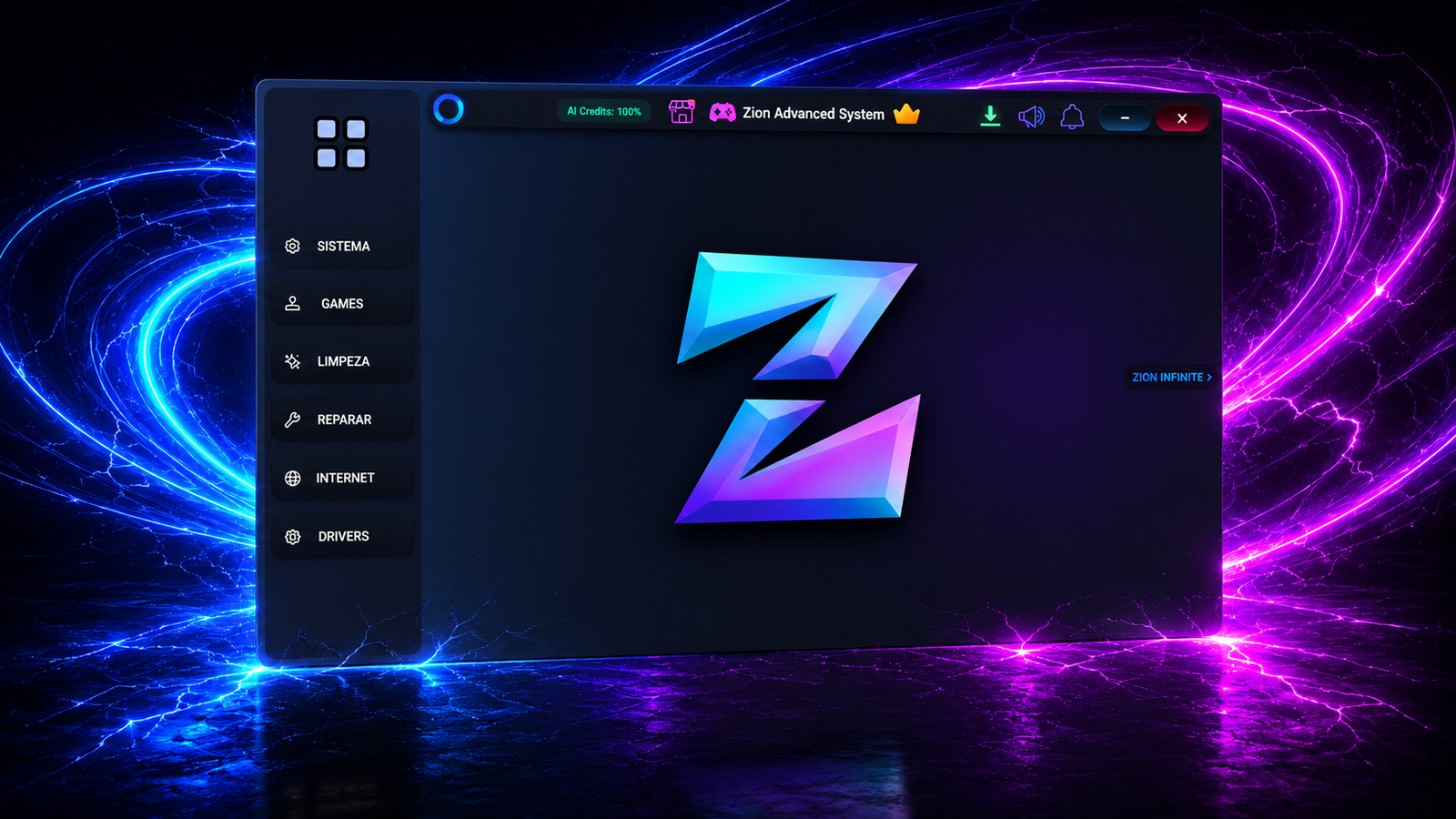 Zion Advanced System UI Mockup